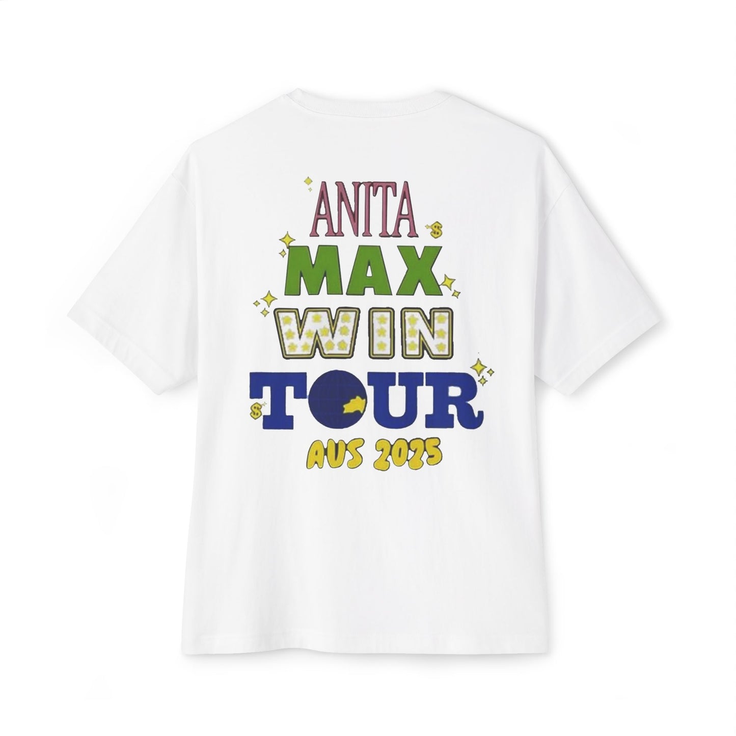 Anita Max Win 2025 Tour Merch | AUS JackPot Winner T-shirt (White)