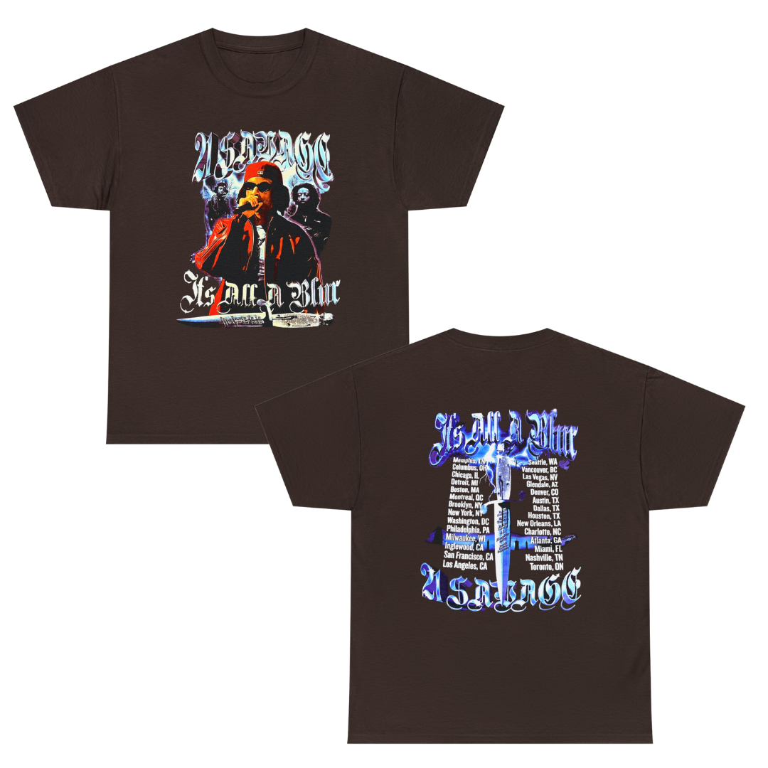 IAAB 2023-2024 Tour | It's All A Blur Tour Cities & Dates Knife T-Shirt | Heavy Cotton Quality - 5 Colors