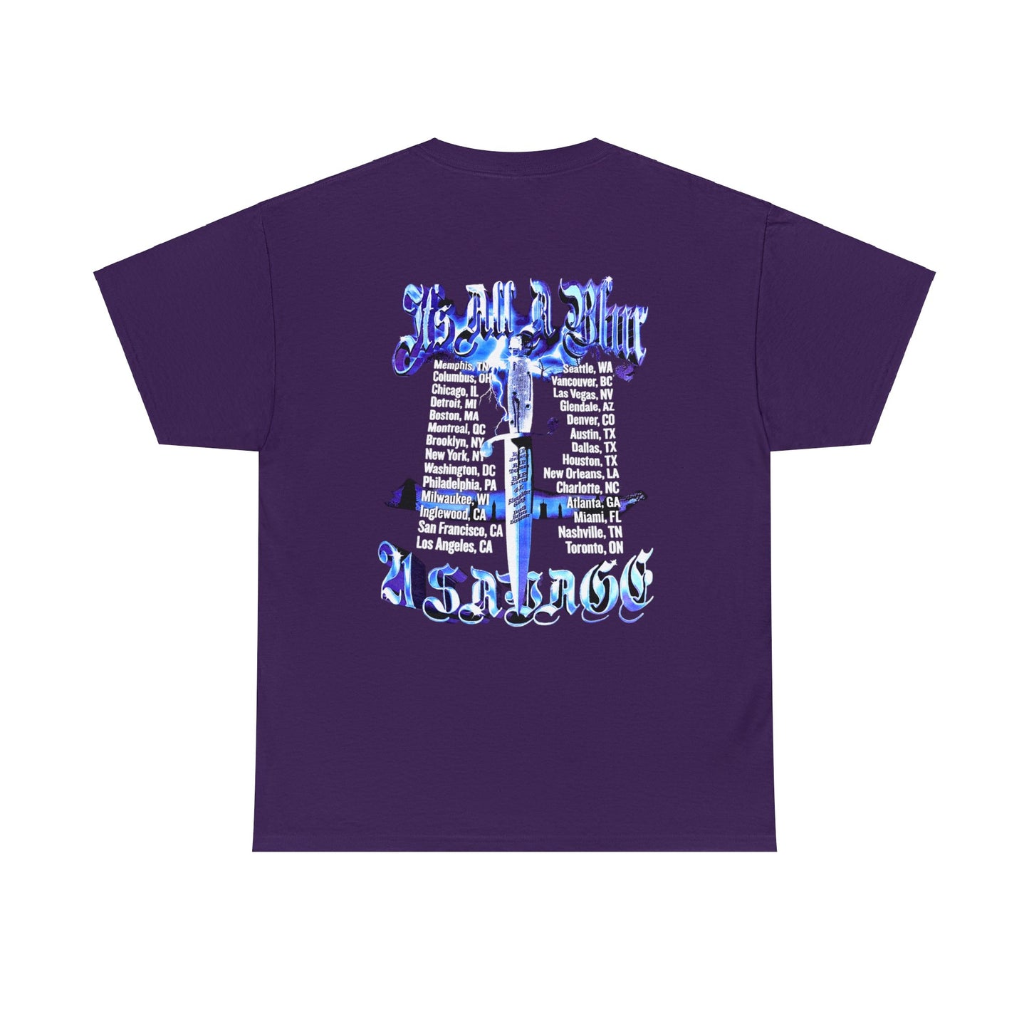 IAAB 2023-2024 Tour | It's All A Blur Tour Cities & Dates Knife T-Shirt | Heavy Cotton Quality - 5 Colors